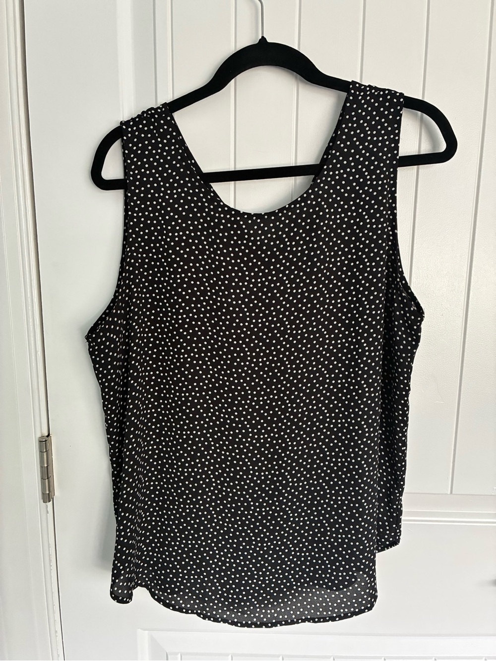 LOFT Black Sleeveless Polka Dot Blouse